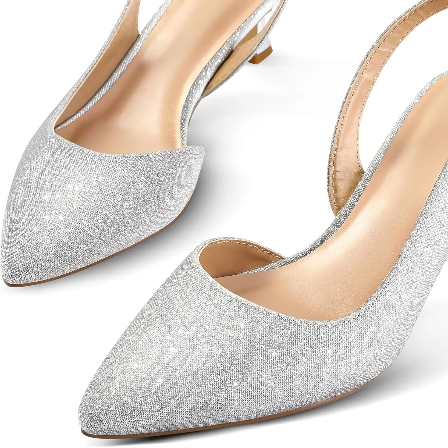 mysoft Women's Pumps Slingback Kitten Heels Pointed Toe Sexy Wedding Party Dress Pump Shoes