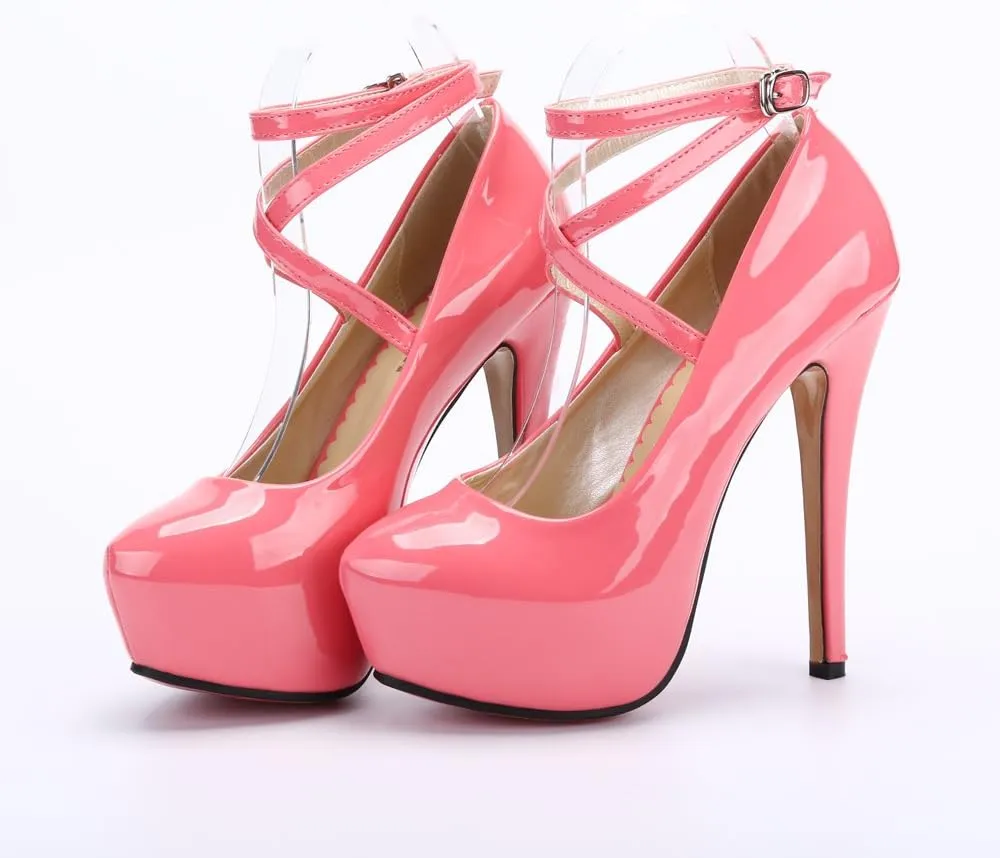 OCHENTA Women's Ankle Strap Platform Party Closed Toe Dress High Heels Pumps
