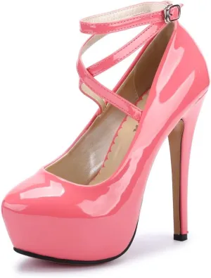 OCHENTA Women's Ankle Strap Platform Party Closed Toe Dress High Heels Pumps