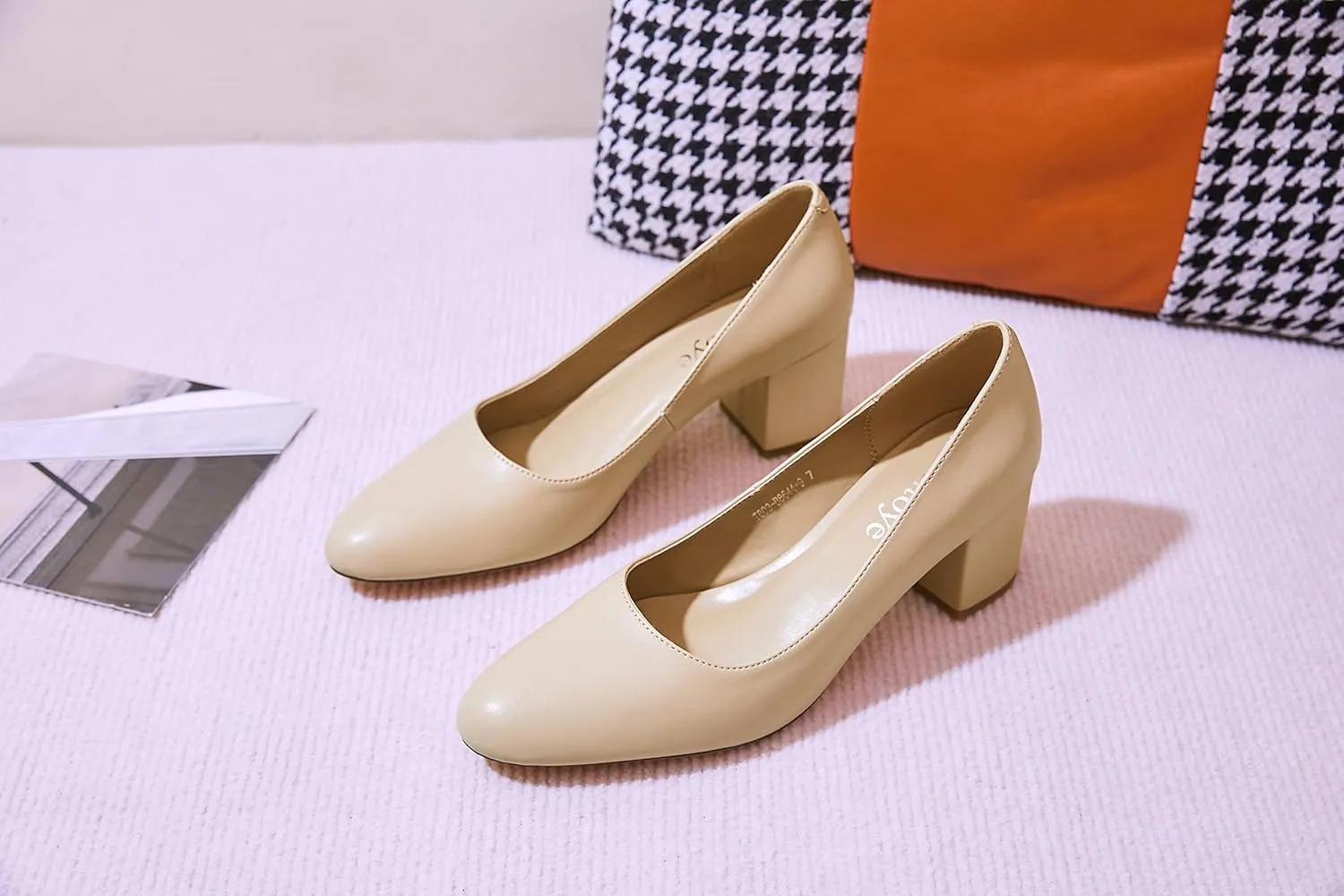 Reitoye Women's Chunky Heel Pumps Closed Toe Dress Pump Heels