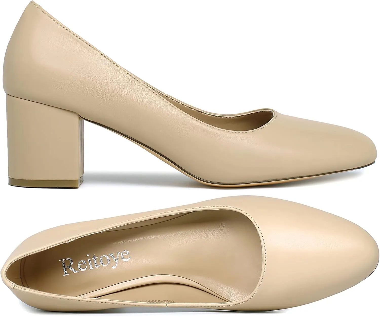 Reitoye Women's Chunky Heel Pumps Closed Toe Dress Pump Heels