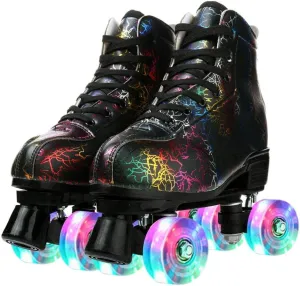 Roller Skates for Women and Mens Classic High-top 4 Wheels Skating Roller Double Row Skates for Indoor Outdoor with Bag