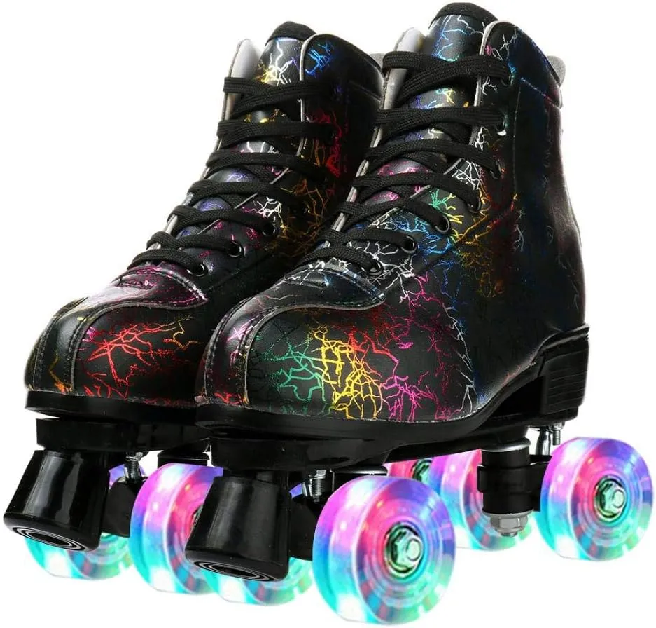 Roller Skates for Women and Mens Classic High-top 4 Wheels Skating Roller Double Row Skates for Indoor Outdoor with Bag