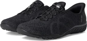 Skechers Modern Comfort Women's Women's Breathe Easy-Knitty Waves Hands Free Slip-Ins Sneaker, Black, 8.5