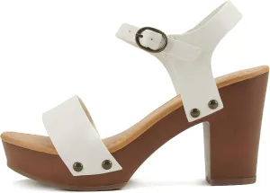 Soda CHIVAS ~ Women Mid Heel Single Band Fashion Platform Sandal with Ankle Strap and Stud