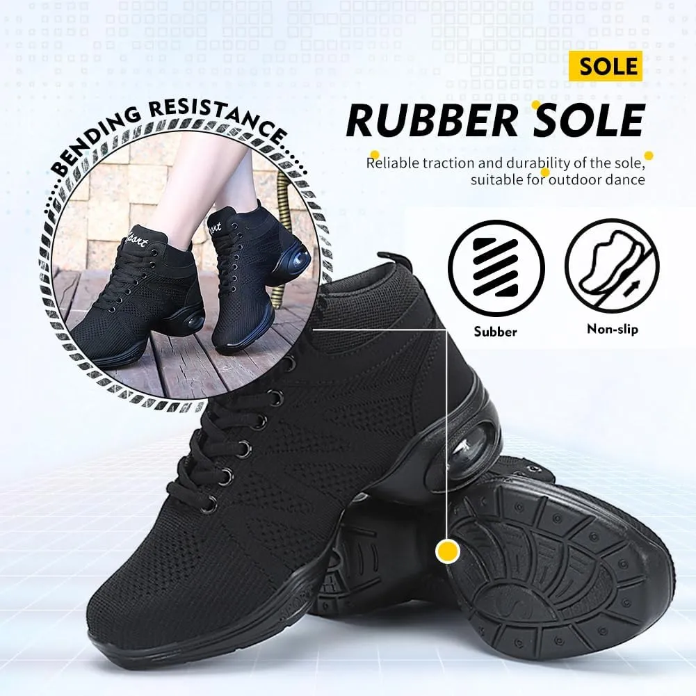 TINRYMX Women Modern Dance Sneaker Jazz Shoes Lace up Air Cushion Ballroom Hip hop Practice Dance Shoes,Model-LYX708