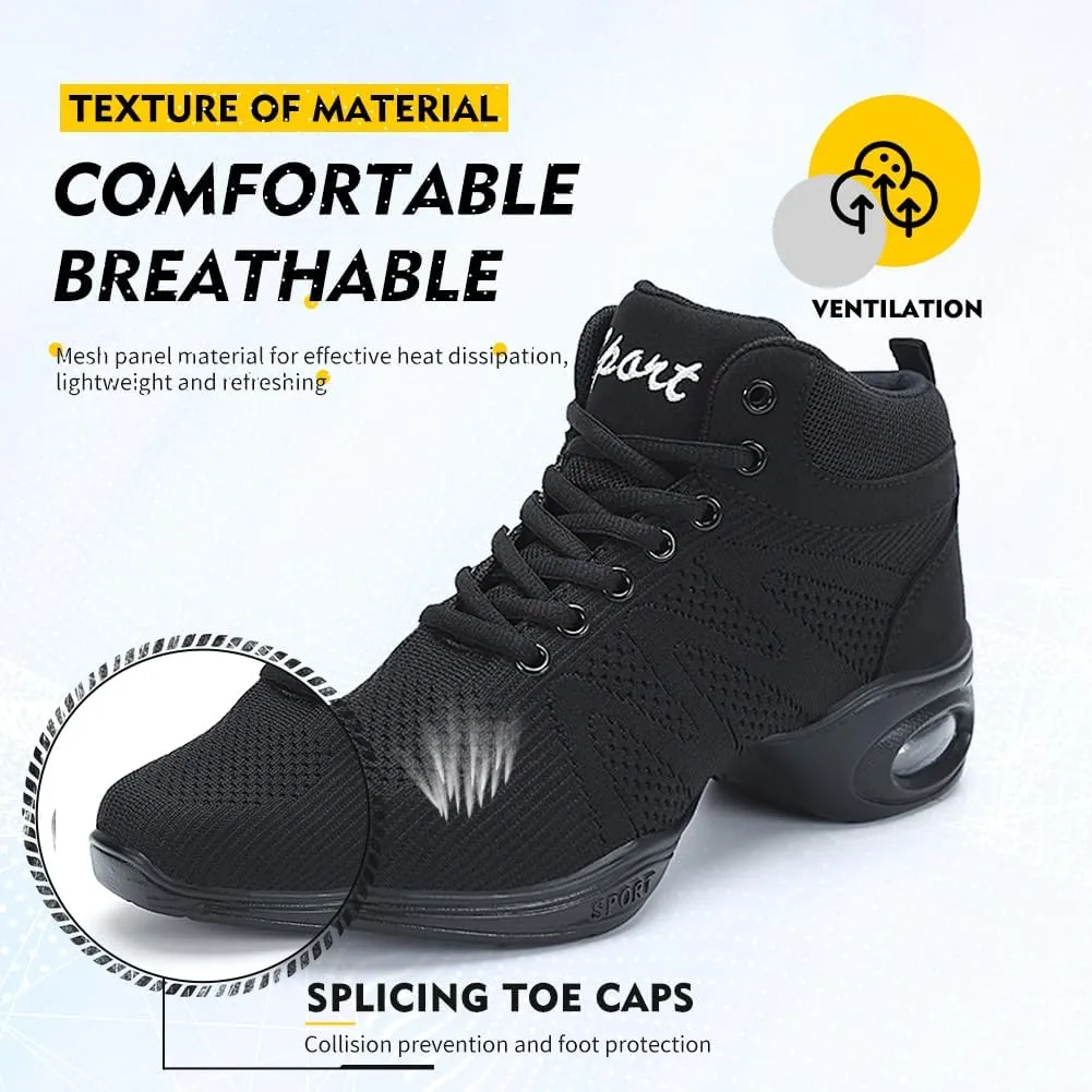 TINRYMX Women Modern Dance Sneaker Jazz Shoes Lace up Air Cushion Ballroom Hip hop Practice Dance Shoes,Model-LYX708