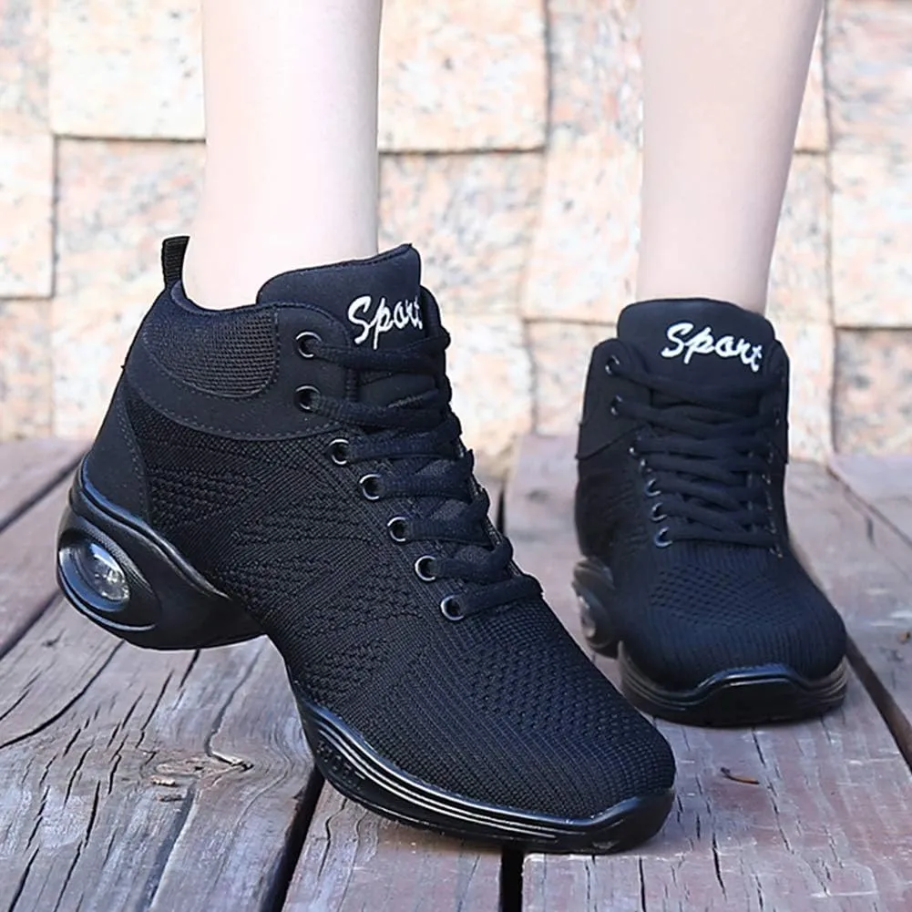 TINRYMX Women Modern Dance Sneaker Jazz Shoes Lace up Air Cushion Ballroom Hip hop Practice Dance Shoes,Model-LYX708