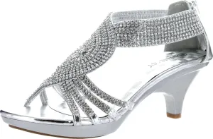 V-Luxury Womens Open Toe Med Heel Wedding Sandal Shoes