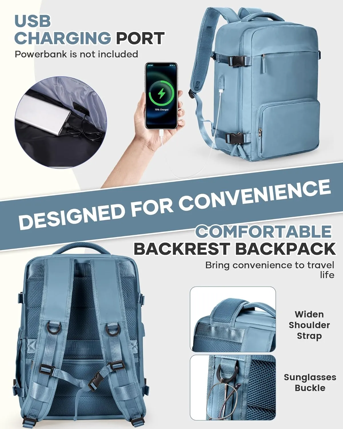Vacuum Backpack Travel With Pump,Airback Personal Item Travel Bag,Waterproof Seal Compression bags, Carry on Flight Approved Backpack Cypress Grey Blue (With Air Pump)