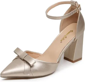 VenusCelia Women's Brightest Strap Pump Block Heel Shoe