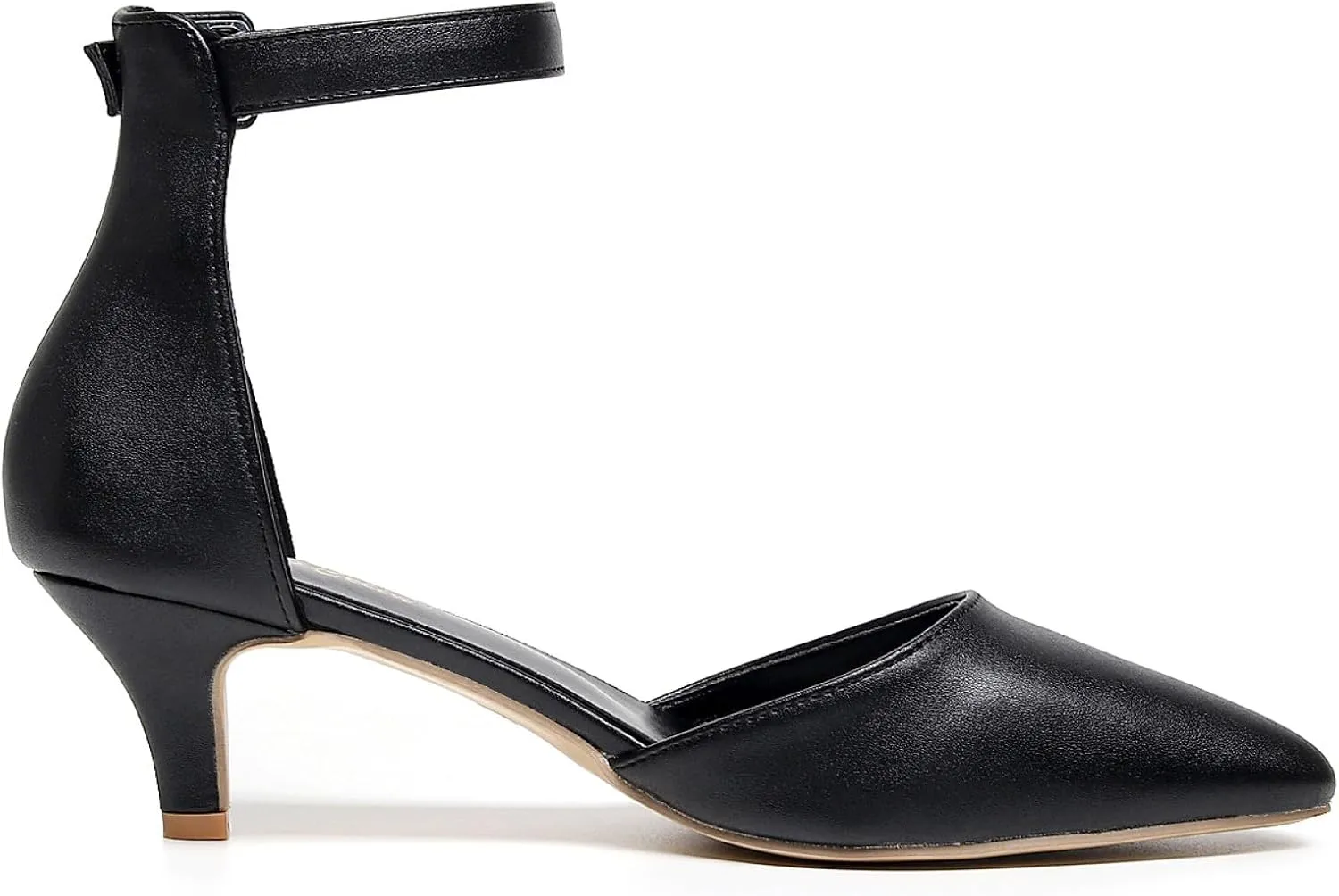 VenusCelia Women's Easy Going Strap Pump Kitten Heel Shoe