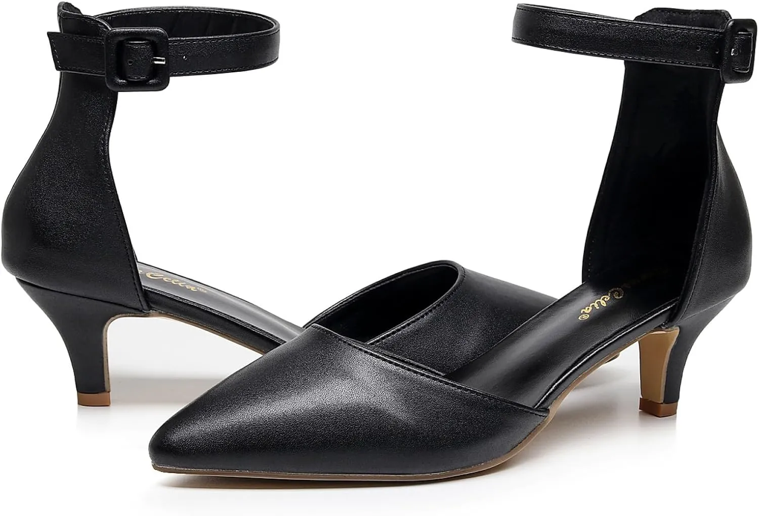 VenusCelia Women's Easy Going Strap Pump Kitten Heel Shoe