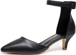 VenusCelia Women's Easy Going Strap Pump Kitten Heel Shoe