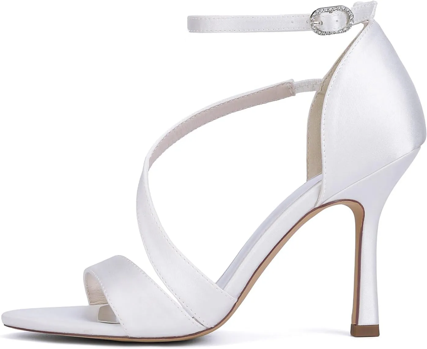 Wedding Bridal Shoes Women's Satin Bridal Fashion Stilettos Open Toe Pump Heel Sandals 9.5Cm
