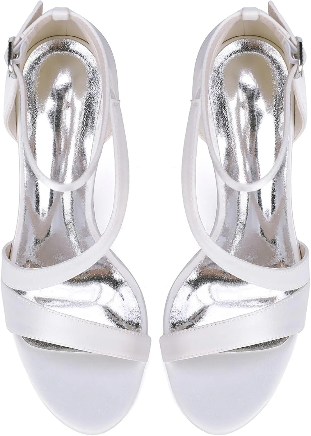 Wedding Bridal Shoes Women's Satin Bridal Fashion Stilettos Open Toe Pump Heel Sandals 9.5Cm