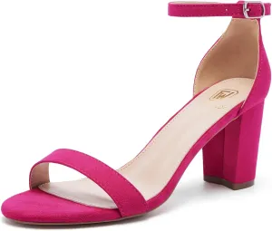 Women Open Toe Low Chunky Short Heels Ankle Strap Block Heel Sandals Party Dress Wedding Pump Shoes