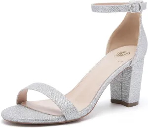 Women Open Toe Low Chunky Short Heels Ankle Strap Block Heel Sandals Party Dress Wedding Pump Shoes