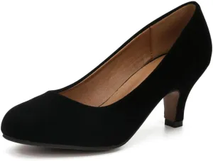 Women's Classic Round Toe Pump Kitten Low Heel Shoes