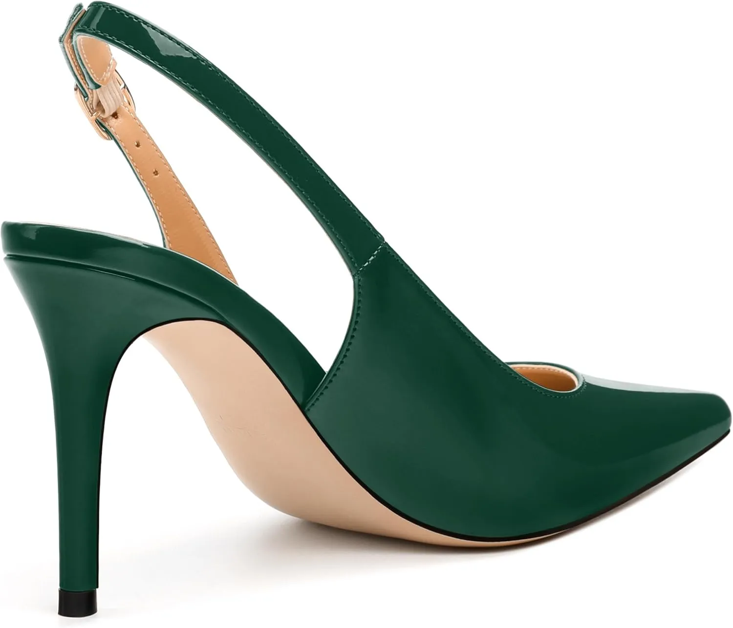 Women's Pumps, Slingback Pointed Toe Stiletto High Heels, Fashion Adjust Buckle Patent Shoes for Women 3.3 inch