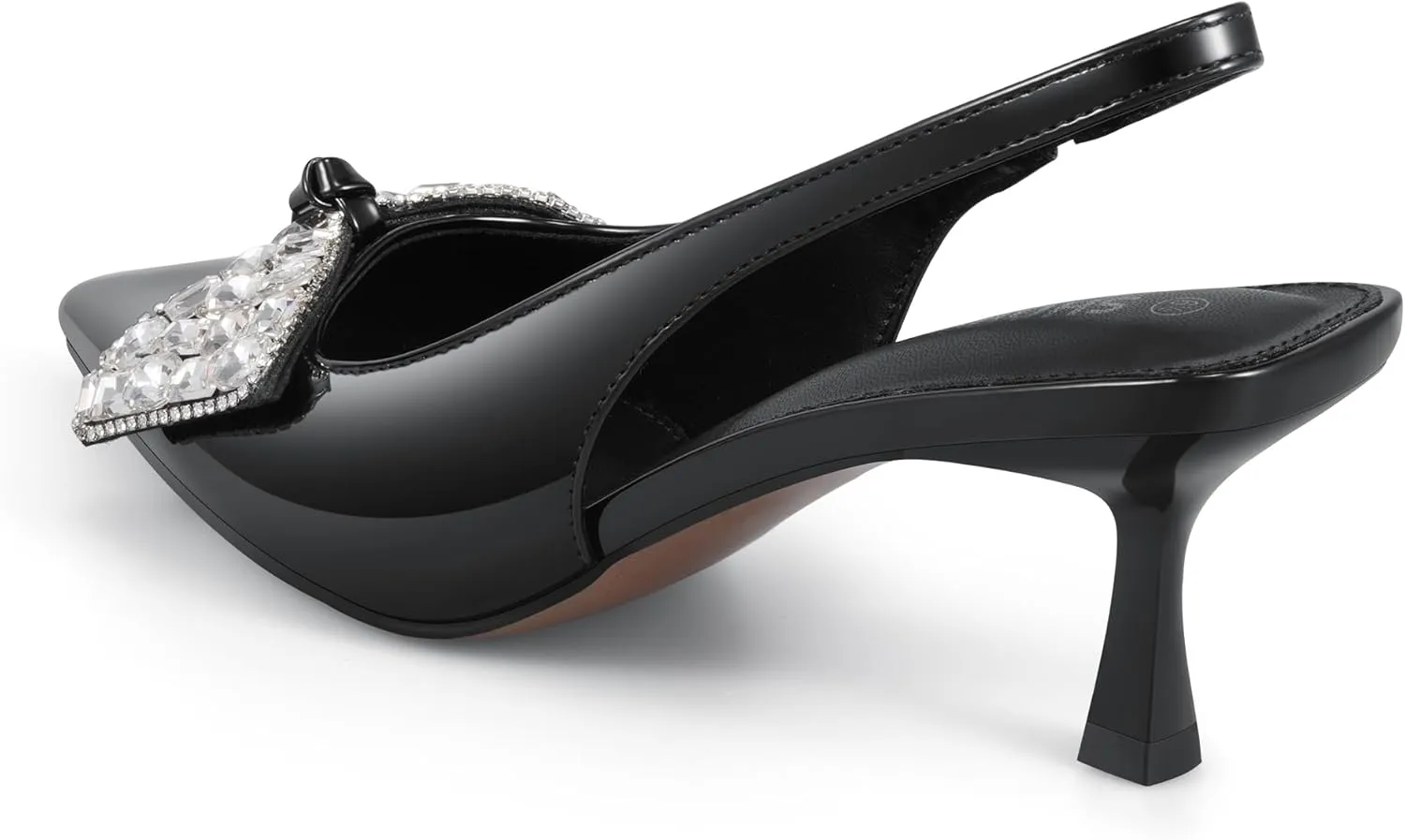Women's Slingback Kitten Heels with Bow 2.4-Inch Low Heels Closed Pointed Toe Pump Dress Shoes