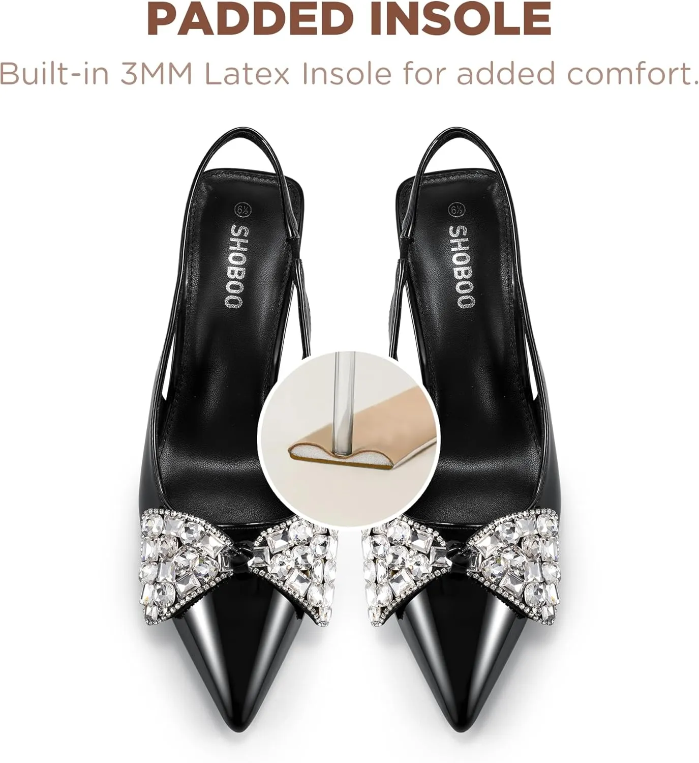 Women's Slingback Kitten Heels with Bow 2.4-Inch Low Heels Closed Pointed Toe Pump Dress Shoes