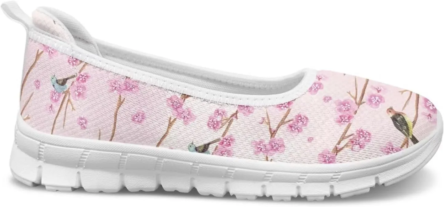 Women's Slip on Loafer Shoes Mesh Casual Ballet Flat Walking Sneakers Knit Round Toe Casual Shoes White Sole