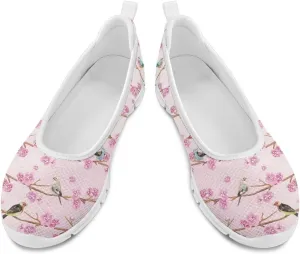 Women's Slip on Loafer Shoes Mesh Casual Ballet Flat Walking Sneakers Knit Round Toe Casual Shoes White Sole