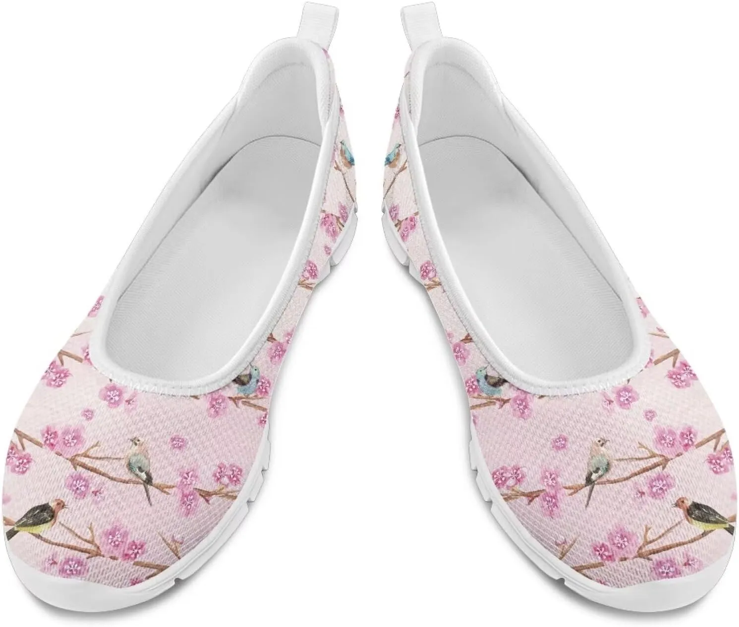 Women's Slip on Loafer Shoes Mesh Casual Ballet Flat Walking Sneakers Knit Round Toe Casual Shoes White Sole