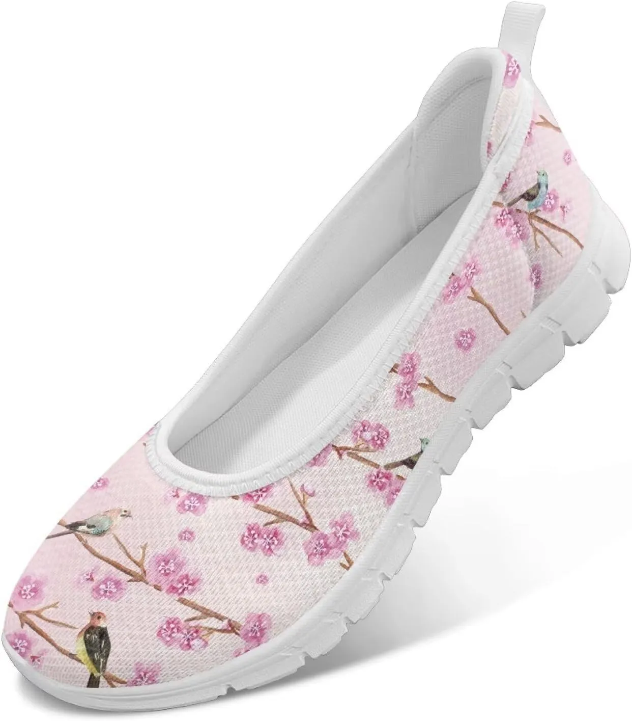 Women's Slip on Loafer Shoes Mesh Casual Ballet Flat Walking Sneakers Knit Round Toe Casual Shoes White Sole
