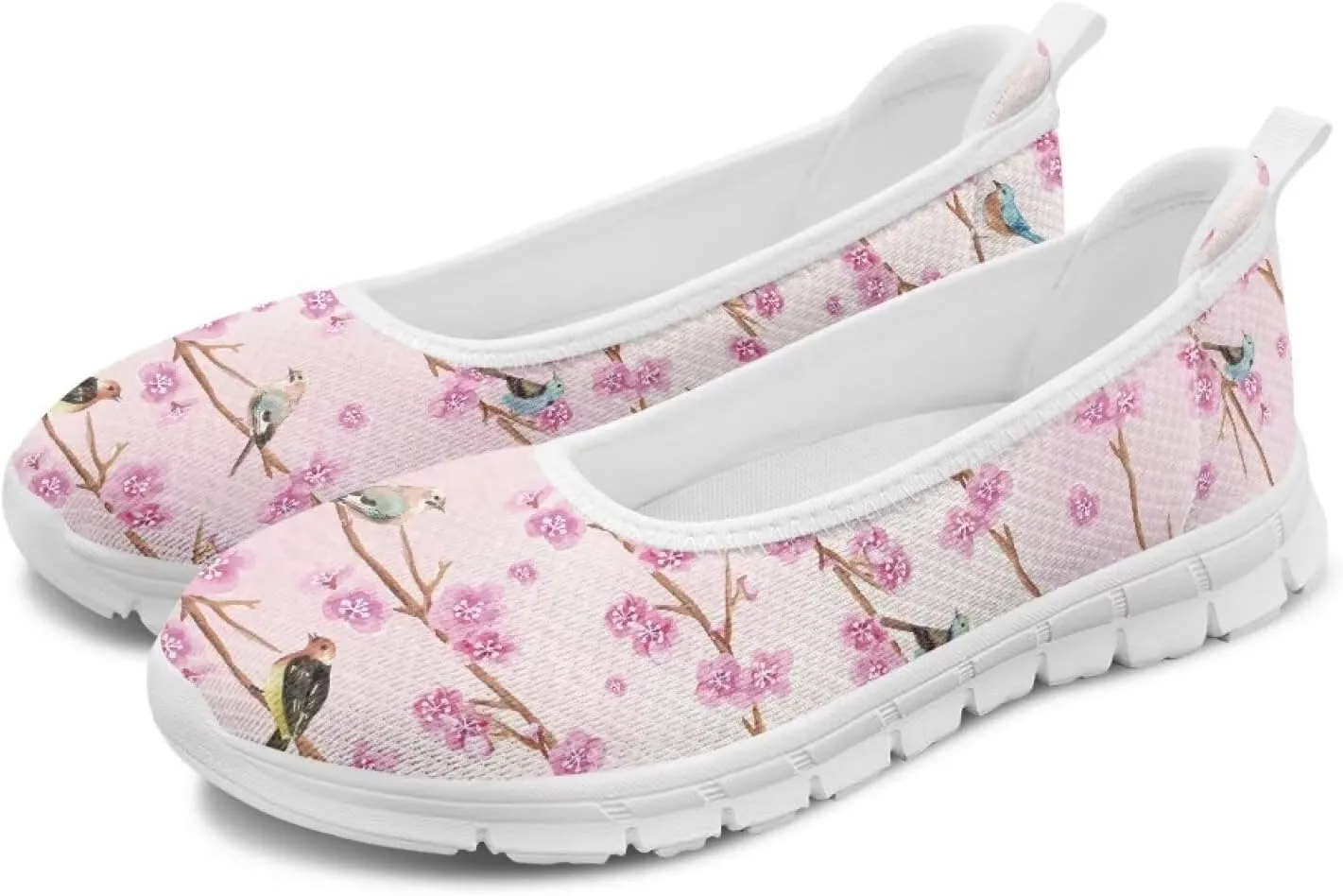 Women's Slip on Loafer Shoes Mesh Casual Ballet Flat Walking Sneakers Knit Round Toe Casual Shoes White Sole