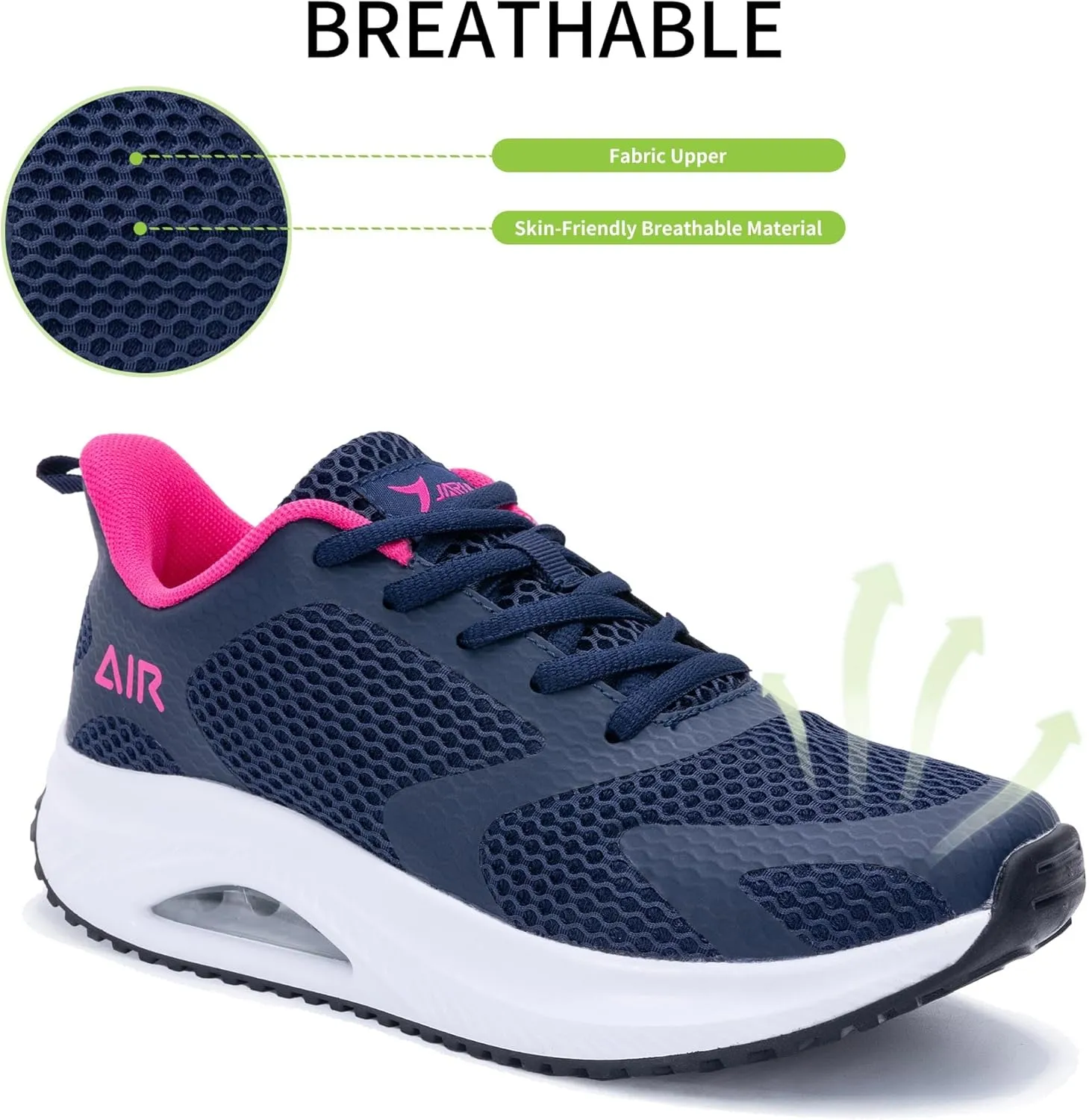 Women's Walking Shoes Air Cushion Comfortable Plantar Fasciitis Tennis Sneakers Non-Slip Breathable Orthotic Shoe for Foot Heel Pain Relief Size US 6-11